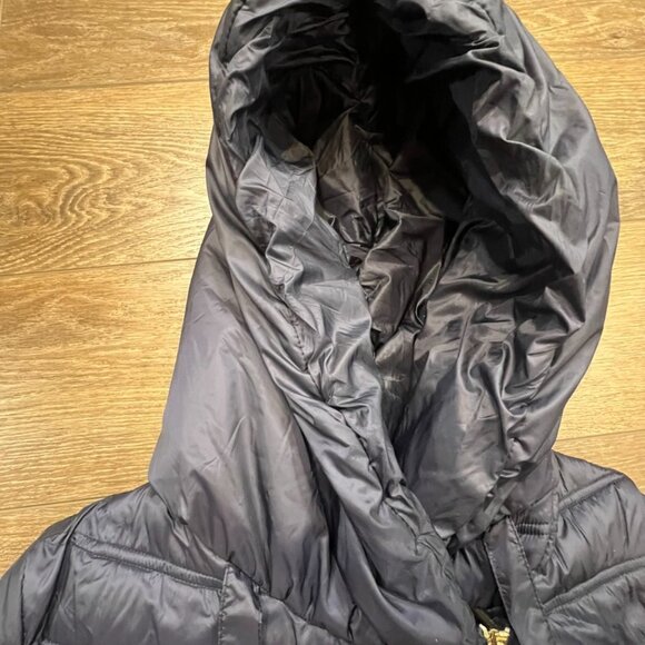 Laundry by Shelli Segal Asymettrical Packable Puffer Jacket Navy/Gold Sz L - Picture 7 of 14